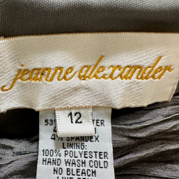 Jeanne Alexander Women's Ruched Crinkle Midi Dress Size 12 Metallic Silver - Picture 4 of 16